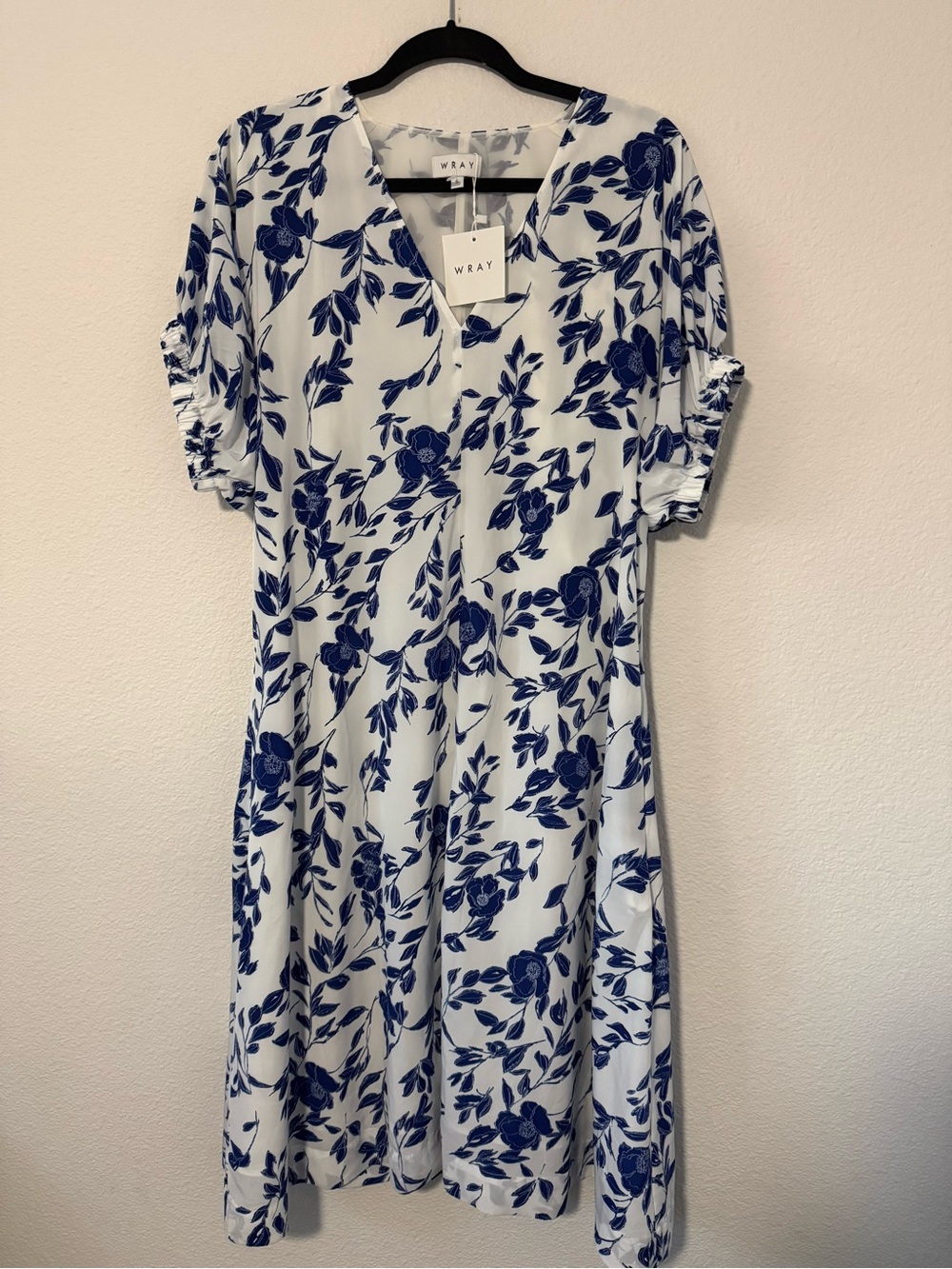 WRAY White Midi Dress with Blue Floral Print PI 1